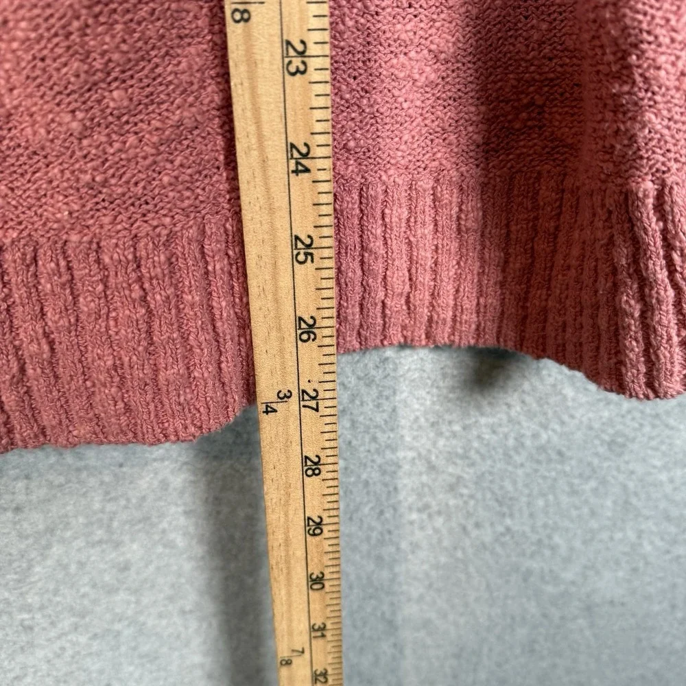 LL Bean Womens Pink XL‎ Cotton Textured Crewneck Raglan Sweater 506299